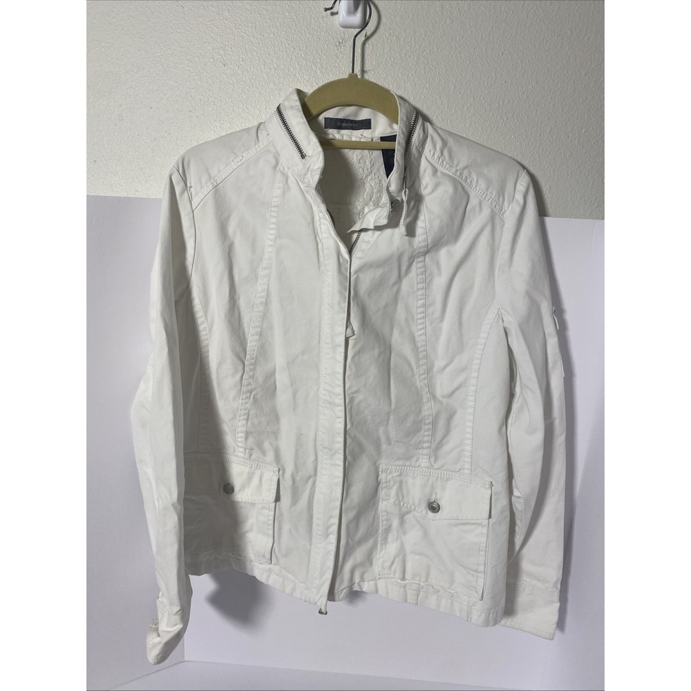 Liz Claiborne‎ White Large Zip Front Jacket Hiking, Vacation M1